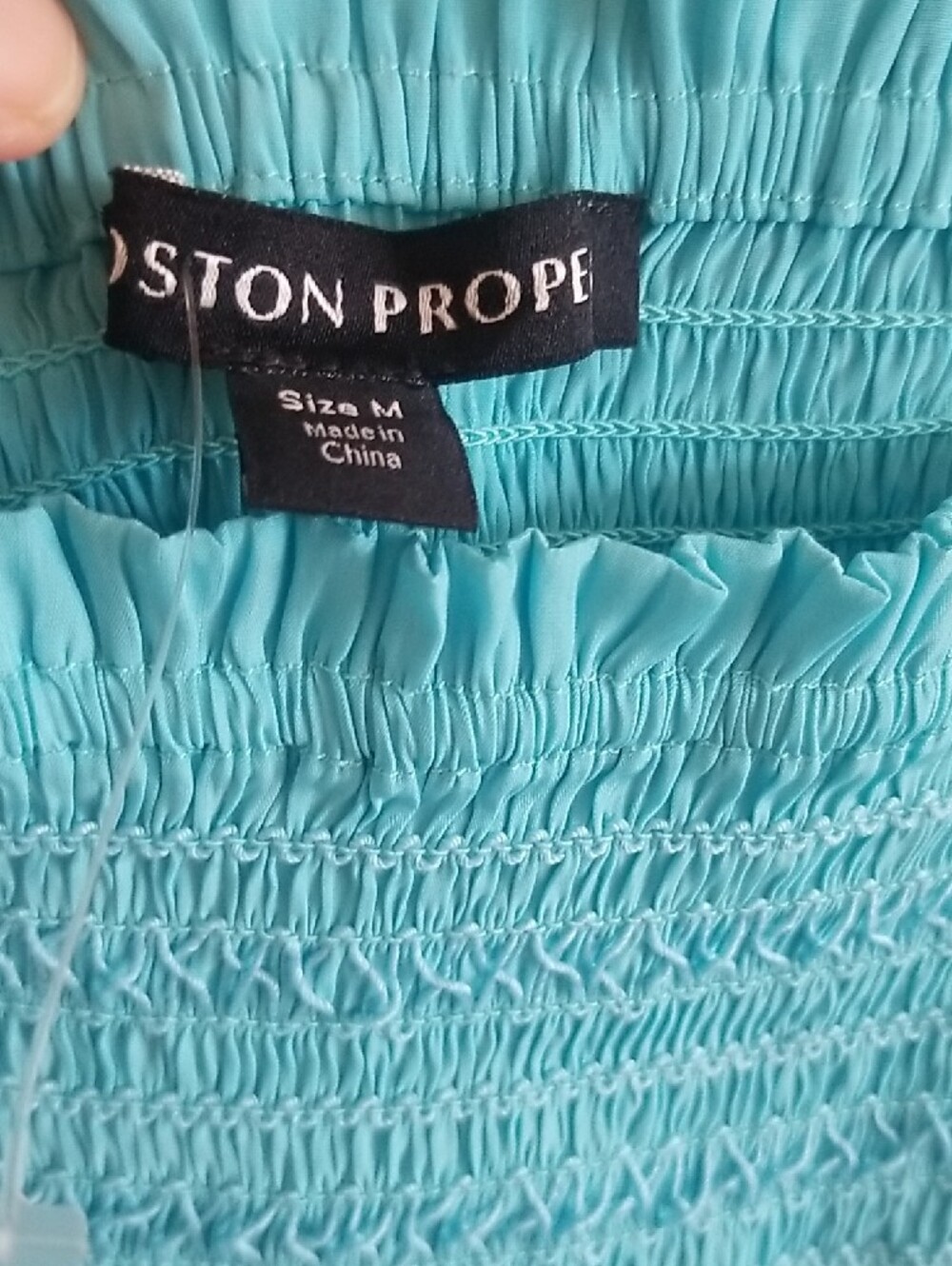Boston Proper Turquoise Smocked Peasant Tunic - Picture 2 of 9